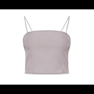 BCBGeneration pink and black plaid crop top